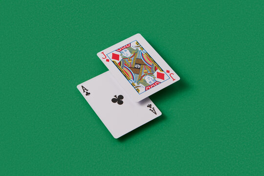 Ace and jack cards for blackjack game