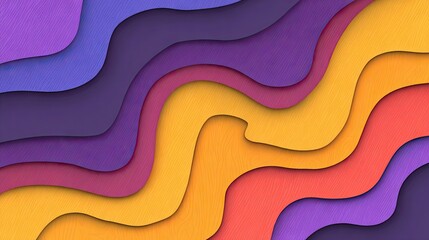Multicolored wavy layers create a vibrant design.