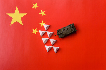 Anti-tank barrier or dragon's teeth made of concrete and iron as a fortification. Dragon's teeth