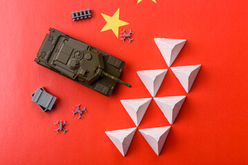 Anti-tank barrier or dragon's teeth made of concrete and iron as a fortification. Dragon's teeth