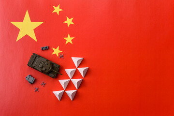 Anti-tank barrier or dragon's teeth made of concrete and iron as a fortification. Dragon's teeth