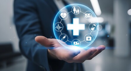 Healthcare innovation in your hands, a modern medical solution with global reach and promising digital future