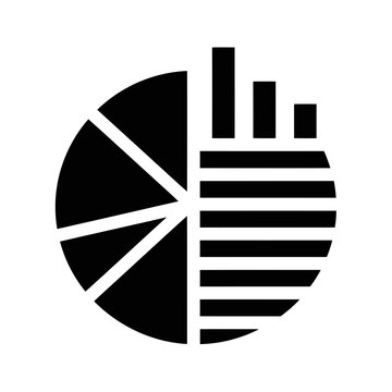 Combination of a pie chart and bar graph representing data analysis and business statistics, isolated on white background vector icon