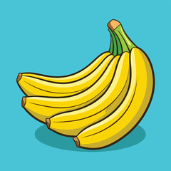 A vibrant bunch of ripe, yellow bananas isolated on a clean white background, perfect for a healthy and fresh snack