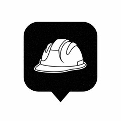 Fototapeta premium White hard hat icon for construction safety and work protection, isolated on black background vector icon