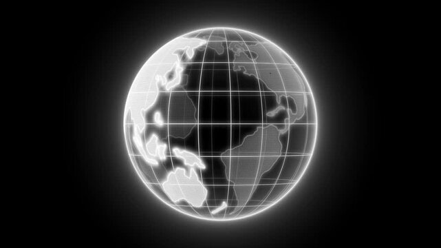 Glowing Neon Wireframe 3d Globe Earth Map Animation