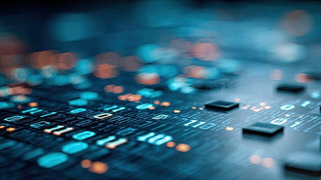Close-up view of binary code on a circuit board.