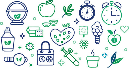 Health and Wellness Icons with Medical Elements healthcare