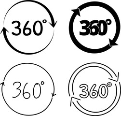 Set of 360 Degree View Related Vector Icons thin line style for Your Design.illustration EPS10.
