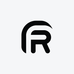 letter Fr or Rf minimal unique simple creative negative space logo