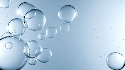 Clear Liquid with Bubbles, Representing a Collagen Serum or a Skincare Product, Symbolizing Purity, Hydration, and the Science of Beauty, 3d render