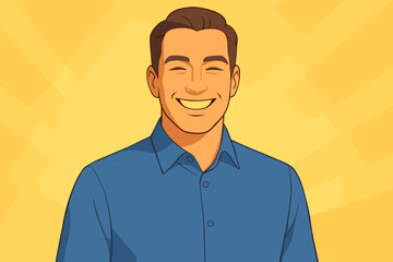 Fototapeta premium Portrait of a Friendly Older Man with a Mustache Set Against a Brightly Colored Background