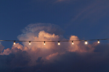 Light bulbs against the sky