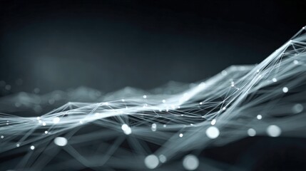 Abstract Network Connection Background: Digital Data Visualization with Connected Dots and Lines in a Dark Ambiance