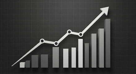 Isolated business analysis line chart with a steep upward trajectory, representing investment success.