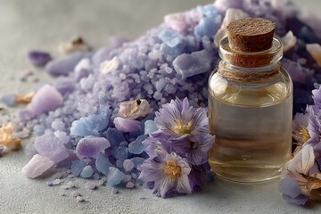 Tranquil lavender oil with flower salt high resolution image