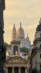 Naklejka premium Scenic View of Sacré-Cœur Basilica at Sunset in Paris, France