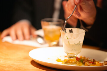 Gourmet cream being served