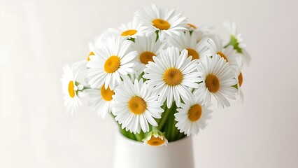 Fototapeta premium Fresh daisies in a simple white vase, radiating natural charm and understated elegance.