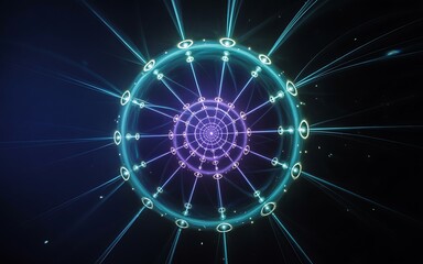 Futuristic Circular Energy Network with Glowing Lines