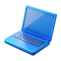 3d blue laptop computer isolated on transparent background
