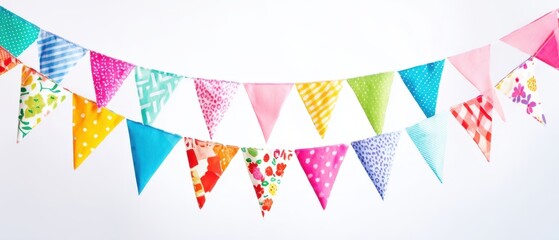 The colorful fabric bunting adding a festive touch to any celebration.
