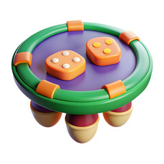 Cute Cartoon Style Dice Game Table with Dice and Acorn Legs