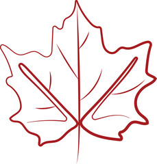 Fototapeta premium simple yellow maple leaf icon in line art style, for logos, printing or various designs