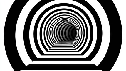 Obraz premium Black and white tunnel design with concentric circles.