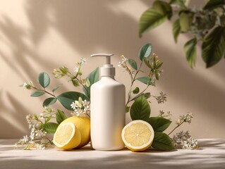 Lemons, Blossoms, and a White Lotion Bottle:  A Fresh, Clean Product Presentation