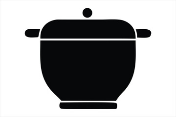 Obraz premium A simple black silhouette of a cooking pot with handles and a lid