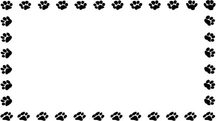 Simple black animal paw prints border on white background.