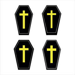 Obraz premium Collection of coffin and cross symbols isolated on white background for halloween decorations