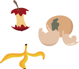 Organic garbage set. Cartoon flat vector illistration isolated on white background.