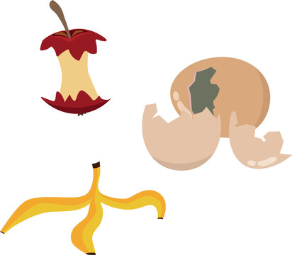 Organic garbage set. Cartoon flat vector illistration isolated on white background.