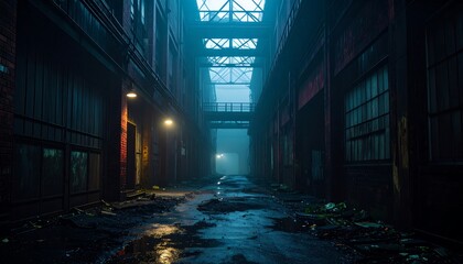 Urban alleyway at night