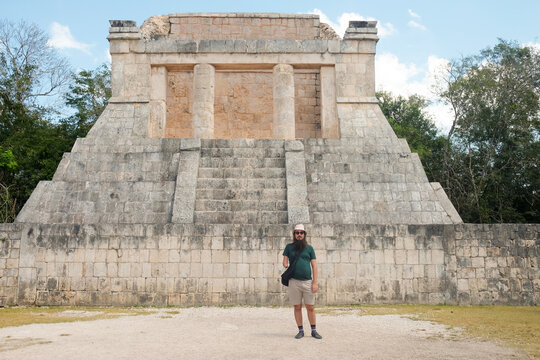 Standing Before the Temple Platform in Chichen Itza
