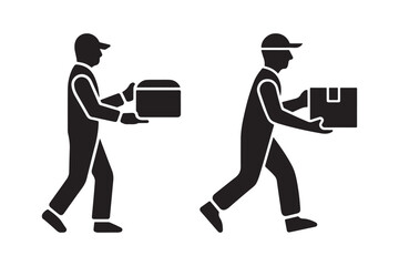 Delivery person carrying packages icon