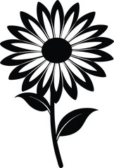 Minimalist black and white daisy silhouette design