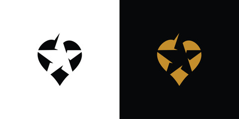 Modern and elegant love star logo design