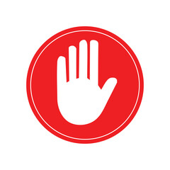 Red Hand Stop Sign Icon – Warning and Prohibition Symbol in Circle Design