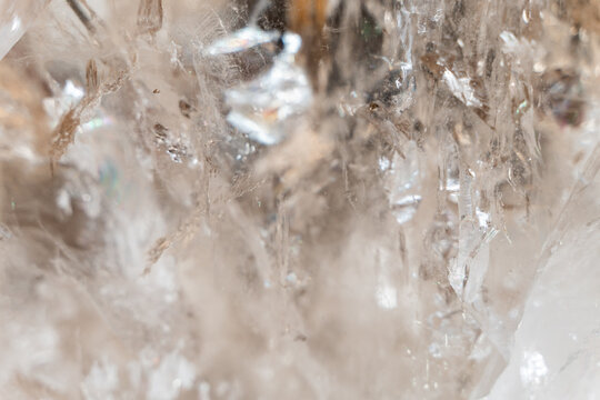 Close-Up View of Clear Crystals in Nature