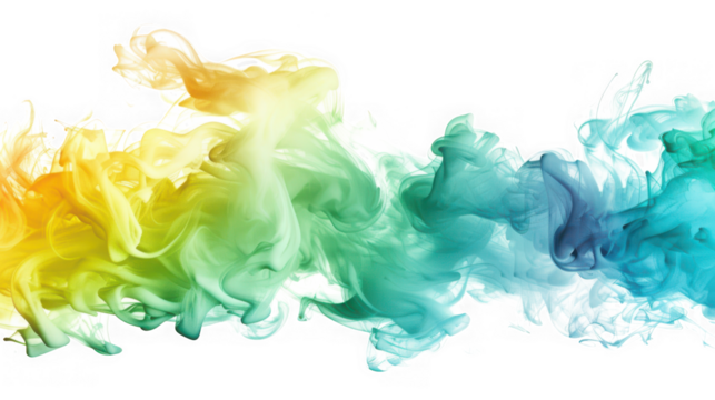Abstract colorful smoke and ink splash isolated on transparent background