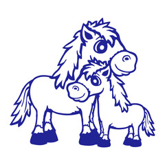 Horse Family Love Child Dad Mom Father Mother