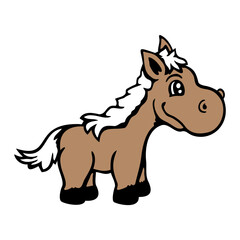 Horse Pony Cute Happy Smile Drawing Riding Cartoon