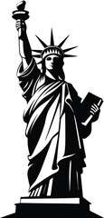 Iconic statue of liberty silhouette in black and white