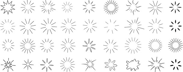 A collection of hand drawn starbursts and sunbursts perfect for adding energy emphasis and a creative flourish to designs