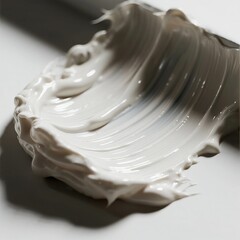 Creamy White Paint Swirls on White Surface with Smooth Texture