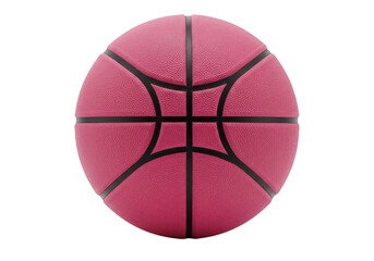 Fototapeta premium Isolated image of a pink basketball with black lines on a plain dark contrasting surface on transparent background