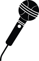 Classic microphone silhouette on white background